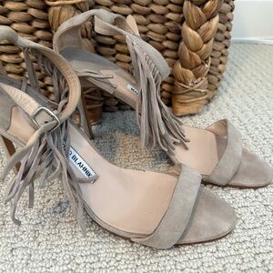Manolo Blahnik Tan Suede Fringe Sandals
